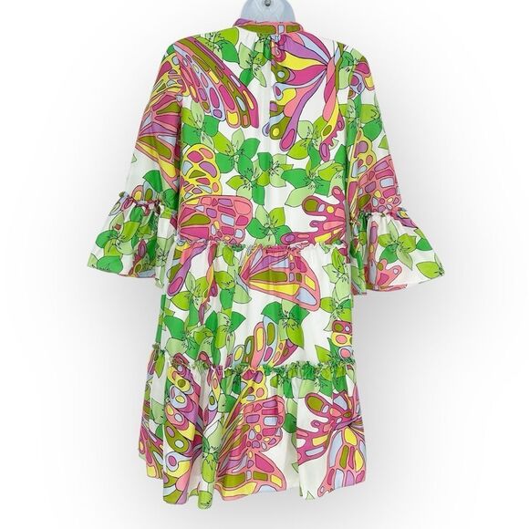 TRINA TURK NWT MOVIE COLONY 2 DRESS SIZE XS - Colorful Silk- Tiered Ruffle - Picture 6 of 11